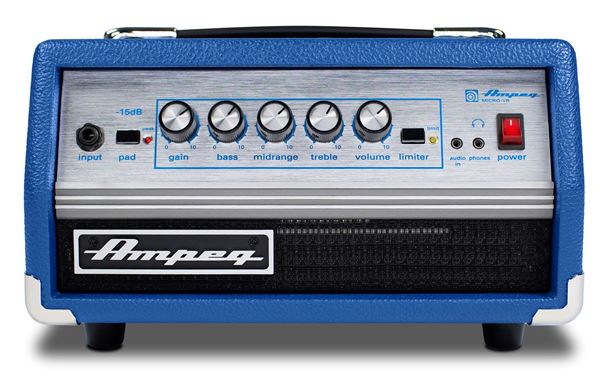 Ampeg MICRO-VR Bass Amplifier Head 200 Watts Limited Edition Blue Front View