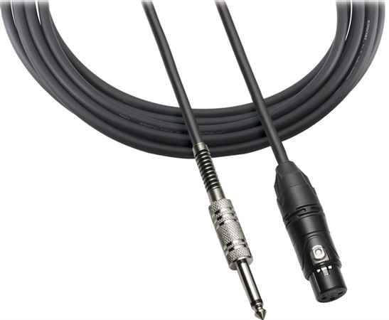 Audio-Technica ATRMCU Microphone Cables XLRF To 1/4" Phono Front View