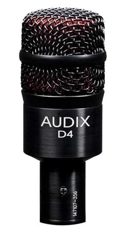 Audix D4 Hypercardioid Dynamic Drum and Instrument Microphone Front View