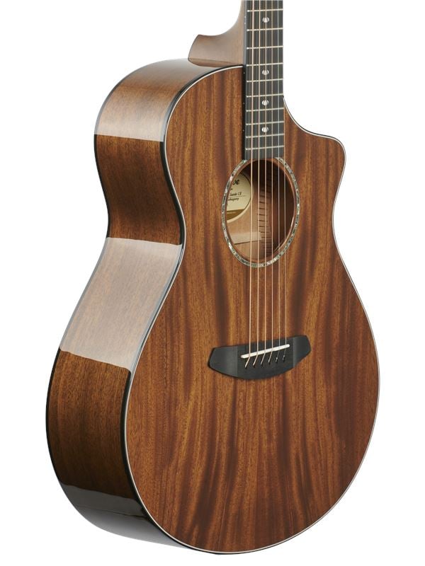 Breedlove Exclusive Run LE Premier Concert CE A/E Guitar Suede Mahogany with Gig Bag Body Angled View