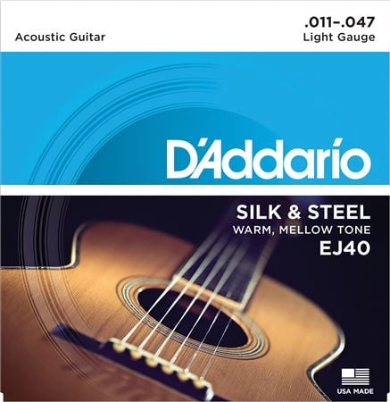 D'Addario EJ40 Silk and Steel Folk Acoustic Guitar Strings Front View