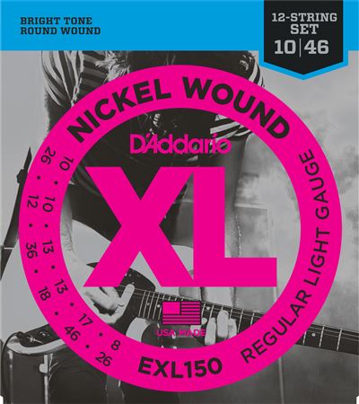 D'Addario EXL150 Nickel Wound 12-String Electric Guitar Strings Front View
