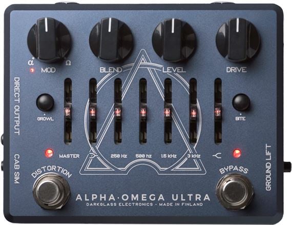 Darkglass Alpha Omega Ultra V2 Bass Distortion and Overdrive Pedal Front View