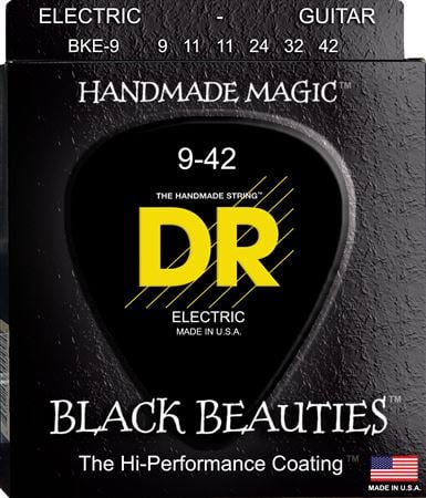 DR Strings BKE9 Black Beauties Electric Guitar Strings Front View