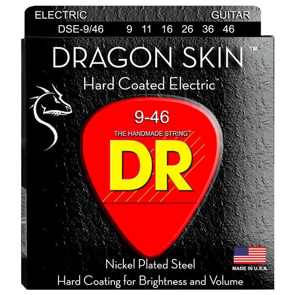 DR Strings DSE946 Dragon Skin K3 Coated Electric Guitar Strings 9-46 Front View