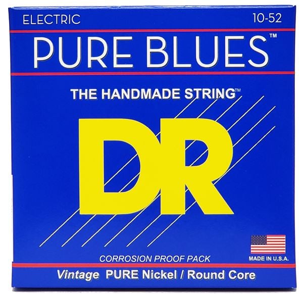DR Strings PHR-10/52 PURE BLUES Electric Guitar Strings 10-52 Front View