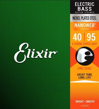 Elixir Electric Bass Long Scale Nickel Plated Steel with Nanoweb Coating Front View