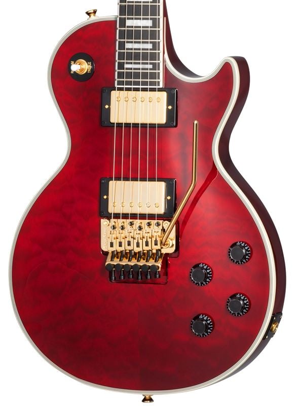 Epiphone Alex Lifeson Les Paul Custom Axcess Quilt Ruby with Case Body View