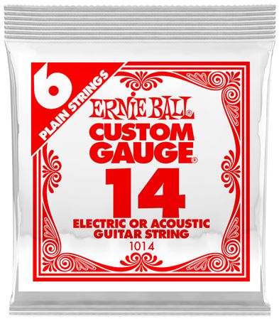 Ernie Ball P01014 Plain Steel Guitar String 6 Pack .014 Front View