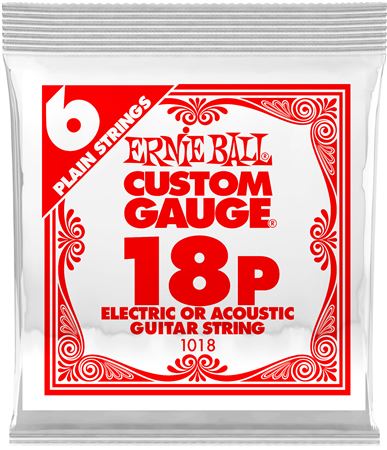 Ernie Ball P01018 Plain Steel Guitar String 6 Pack .018