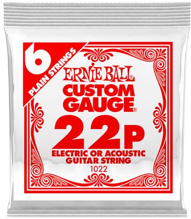 Ernie Ball P01022 Plain Steel Guitar String 6 Pack .022