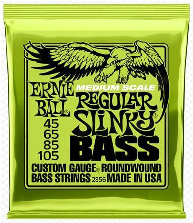 Ernie Ball P02856 Slinky Nickel Wound Medium Scale Bass Strings Front View