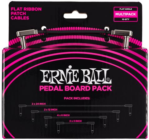 Ernie Ball P06224 Flat Ribbon Patch Cable Pedalboard Kit Front View