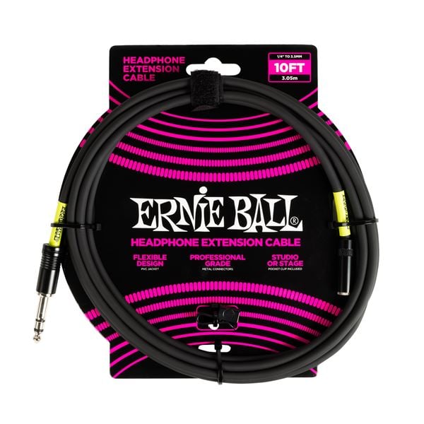 Ernie Ball Headphone Extension Cable 1/4" to 1/8" Front View