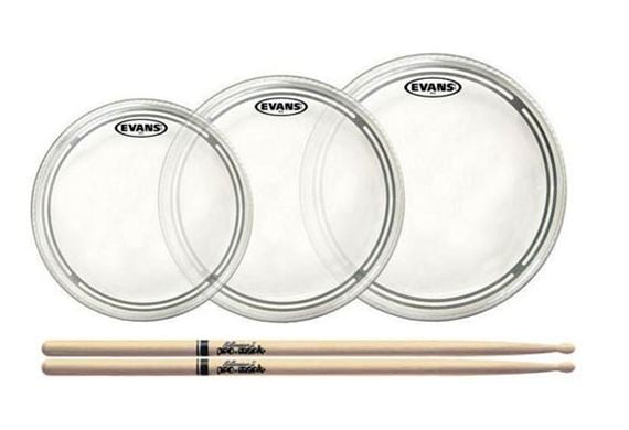 Evans EC2S Rock Clear Tom Head and Drum Stick Package