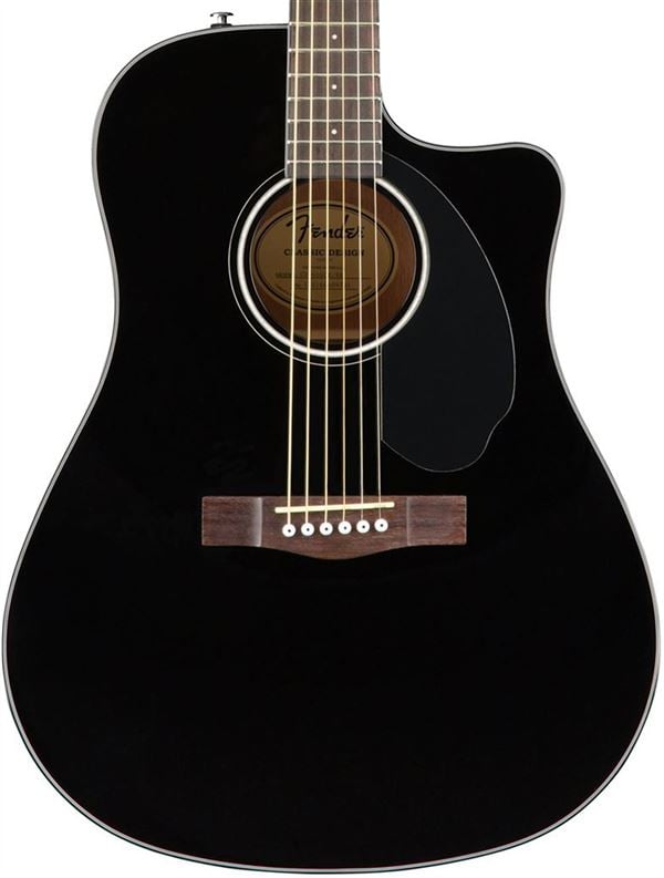 Fender CD60SCE Solid Top Dreadnought Acoustic Electric Walnut Neck Body Angled View