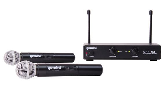 Gemini UHF02M Dual Handheld Wireless System Front View