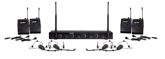 Gemini UHF04M 4 Channel Wireless Headset/Lavalier Microphone System Front View