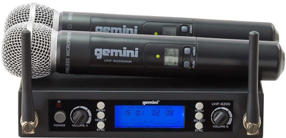 Gemini UHF 6200M Dual Handheld Wireless System Front View