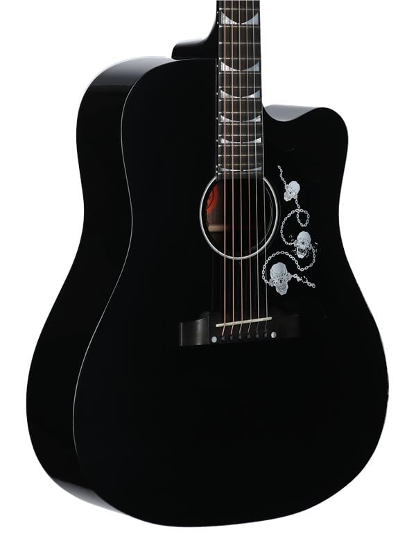 Gibson LE Dave Mustaine Signed Songwriter Acoustic Electric Ebony with Case Body Angled View
