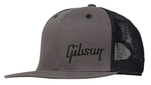 Gibson Charcoal Trucker Snapback Cap Front View