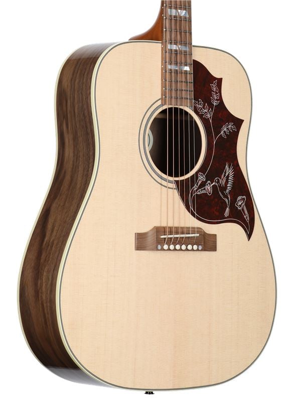Gibson Hummingbird Studio Walnut Dreadnought A/E Guitar with Case Body Angled View
