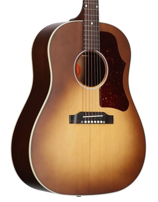Gibson J-45 Faded 50's Acoustic Electric Guitar Faded Vintage Sunburst w/Case Body Angled View