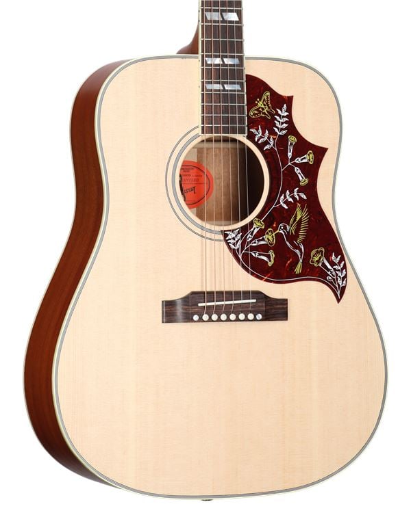 Gibson Hummingbird Faded Acoustic Electric Guitar Antique Natural with Case Body Angled View