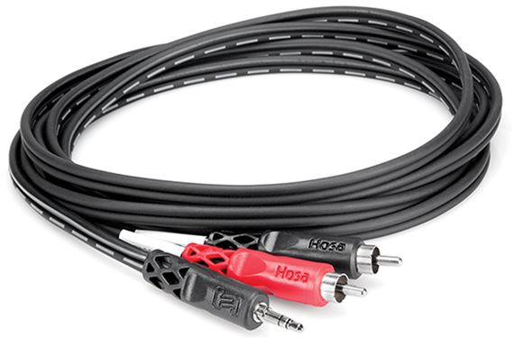 Hosa Stereo Breakout 3.5mm TRS to Dual RCA Cables Front View