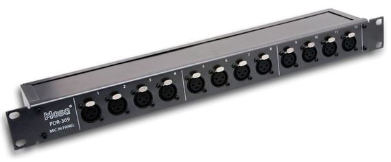 Hosa PDR-369 12 Point XLR3F to XLR3M Patch Bay Front View
