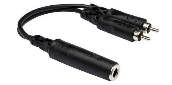 Hosa Y Cable 1/4 in TSF to Dual RCA Front View