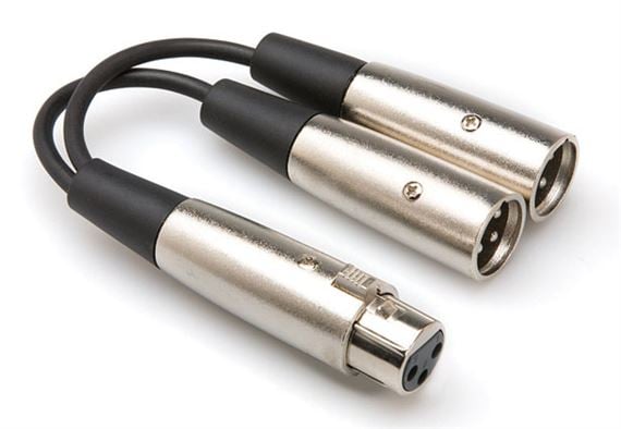 Hosa Y Cable XLR3F to Dual XLR3M 6 in Front View