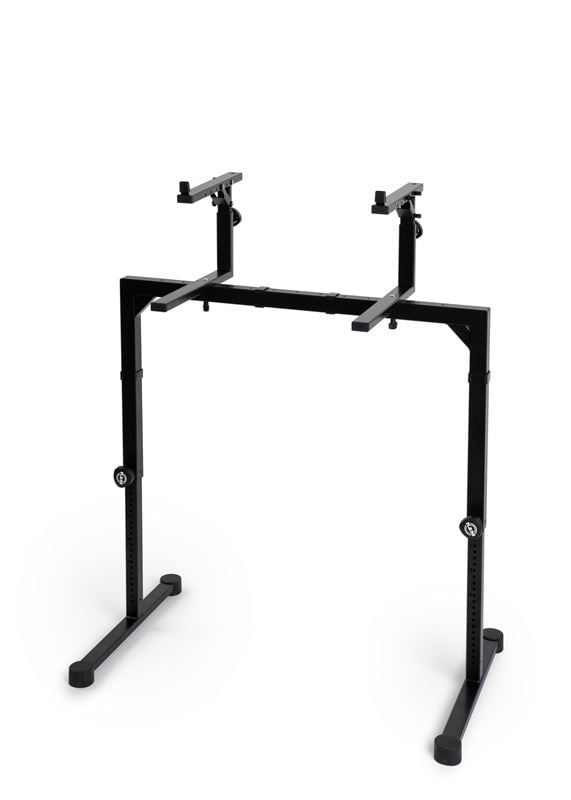 K&M Omega Keyboard Stand with 2nd and 3rd Tier Black Front View