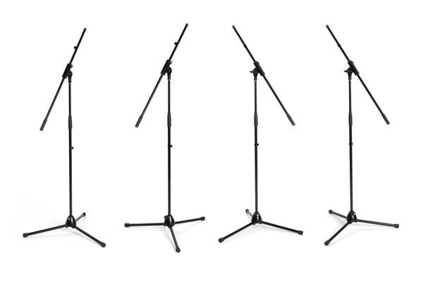 K&M KM21070B Tripod Microphone Boom Stand 4 Pack Front View