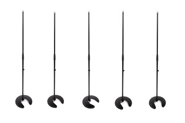 K&M 26045 Stackable Microphone Stand 5 Pack Front View