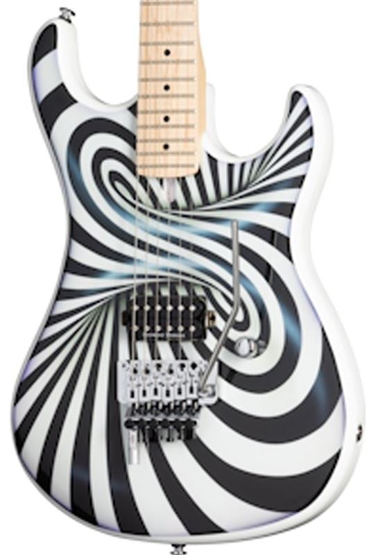 Kramer The 84 The Illusionist 3D Black and White Swirl Guitar with Case