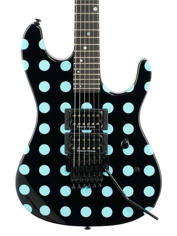 Kramer Nightswan Electric Guitar Floyd Rose Black with Blue Polka Dots Body View