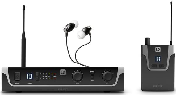LD Systems U300 In-Ear Monitoring System with Earphones Front View