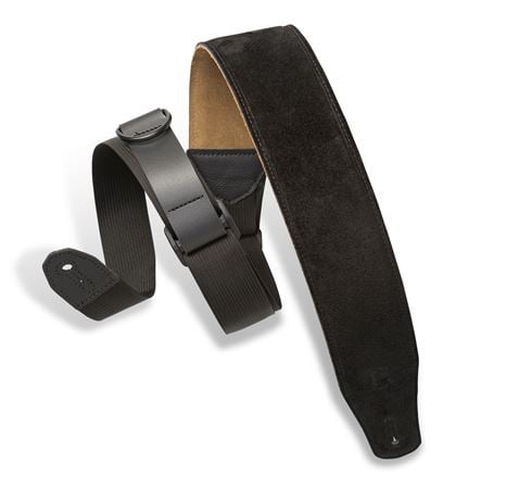 Levy's MRHSP-BLK Right Height Suede Padded Guitar Strap Front View