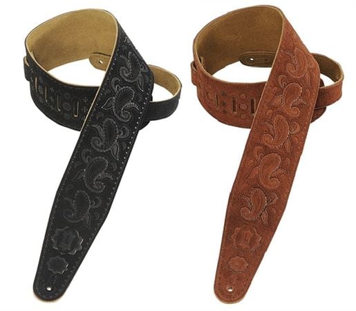 Levy's PMS44T03 Suede 3" Leather Guitar Strap Front View