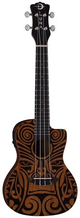 Luna Ukulele Tribal Mahogany Concert with Preamp Front View