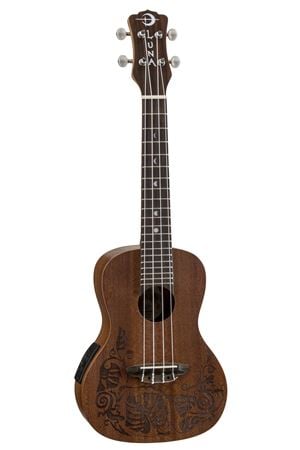 Luna Lizard Acoustic Electric Concert Ukulele with Gigbag Front View
