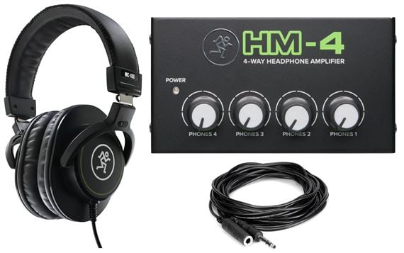 Mackie HM-4 4 Way Headphone Amp With MC100 Bundle
