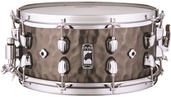 Mapex Black Panther Persuader 14x6 1/2" Black Nickel Hammed Brass Snare Front View