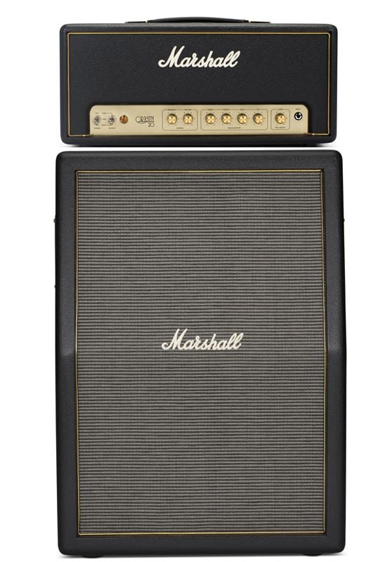 Marshall Origin 20 Head with Origin 212A Vertical Angled Cabinet Front View