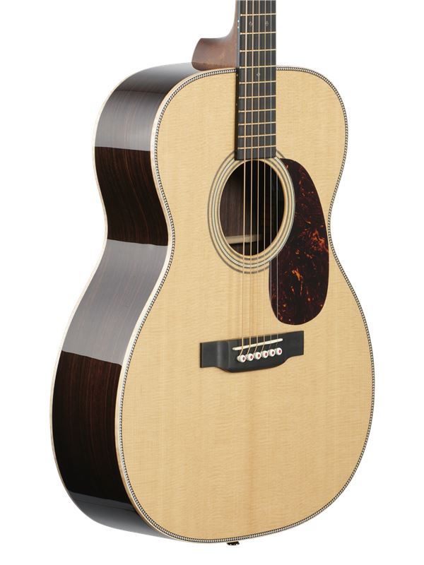 Martin 00028E Modern Deluxe 000 Acoustic Electric Guitar with Case Body Angled View
