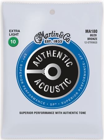 Martin MA180 Authentic Acoustic SP 80/20 12-String Guitar Strings