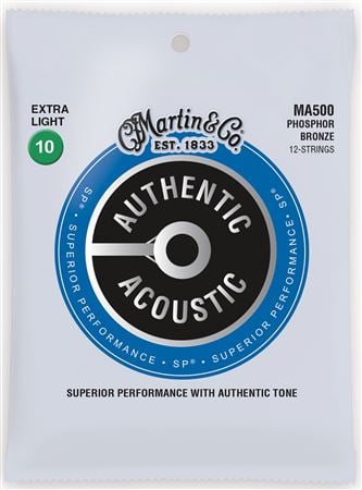 Martin MA500 Authentic Acoustic SP 92/8 Phosphor Bronze for 12-String Guitar Front View