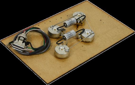 Mojotone Pre-Wired Les Paul Long Shaft Wiring Kit Body View