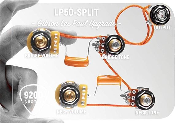 920D Custom Les Paul Harness with Coil Split Mod Body View